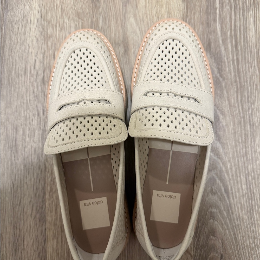 Dolce Vita Ivory Perforated Loafers - Picture 4 of 7